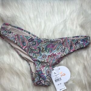 PQ Women's Beige Printed Basic Ruched teeny Bikini Bottom Swimwear